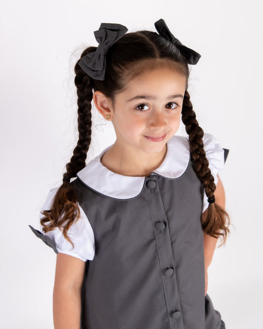 Grey School hair Bows