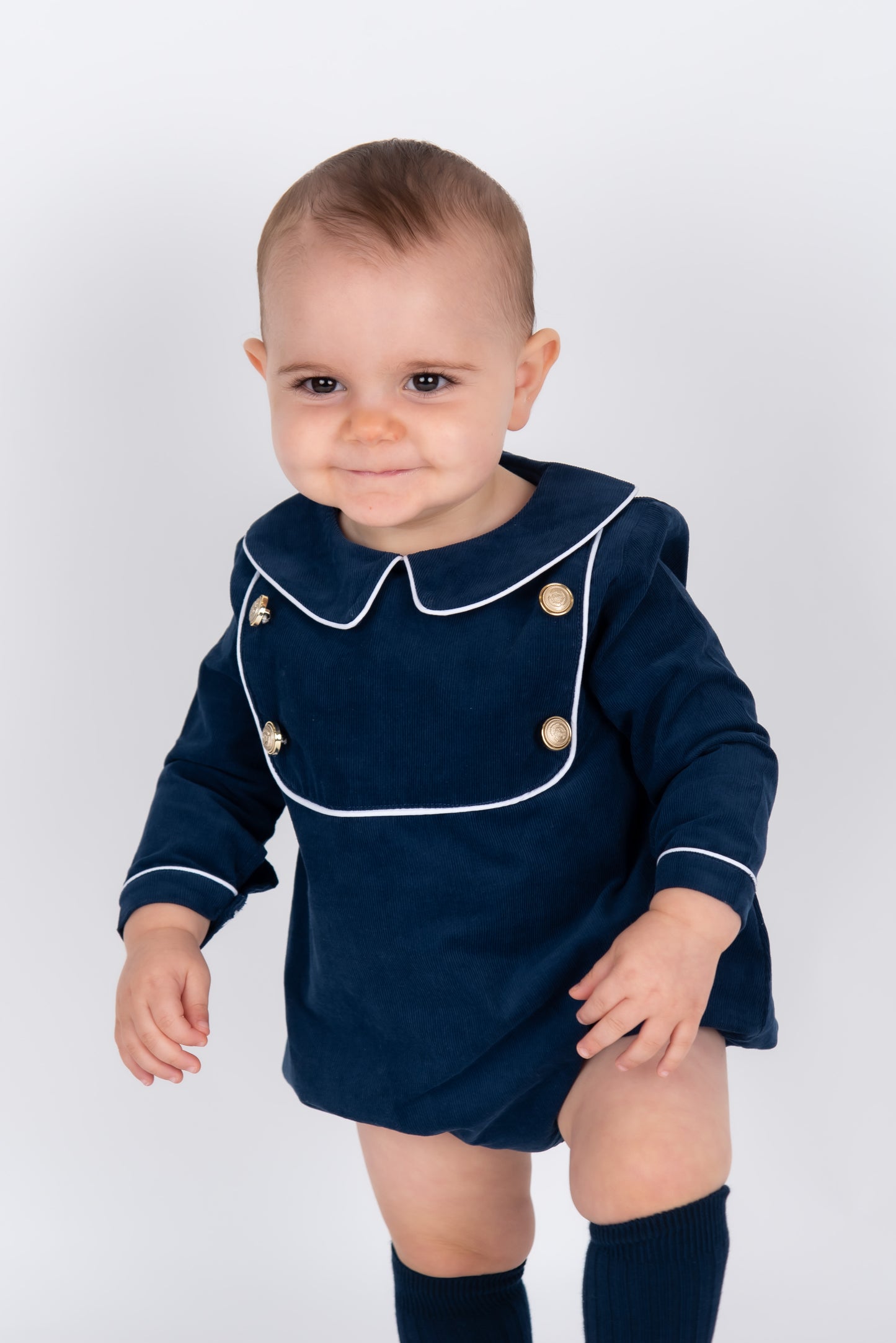 Boys Navy Corduroy Romper