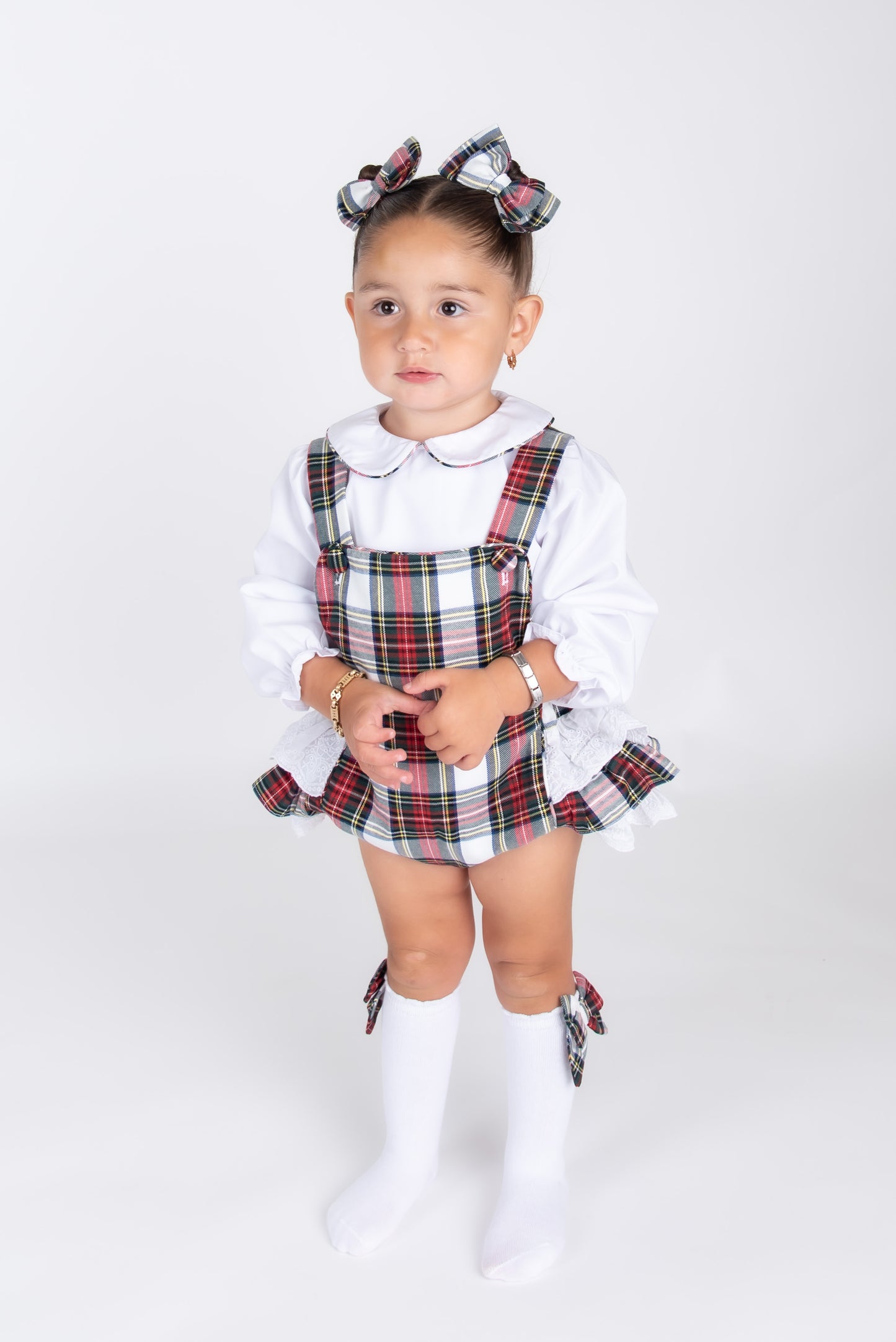 Tartan Frill Romper & Shirt set