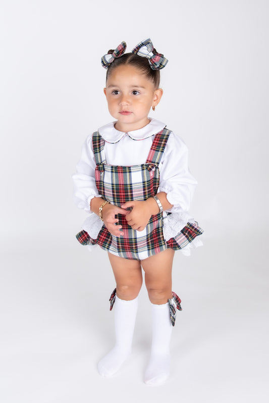 Tartan Frill Romper & Shirt set