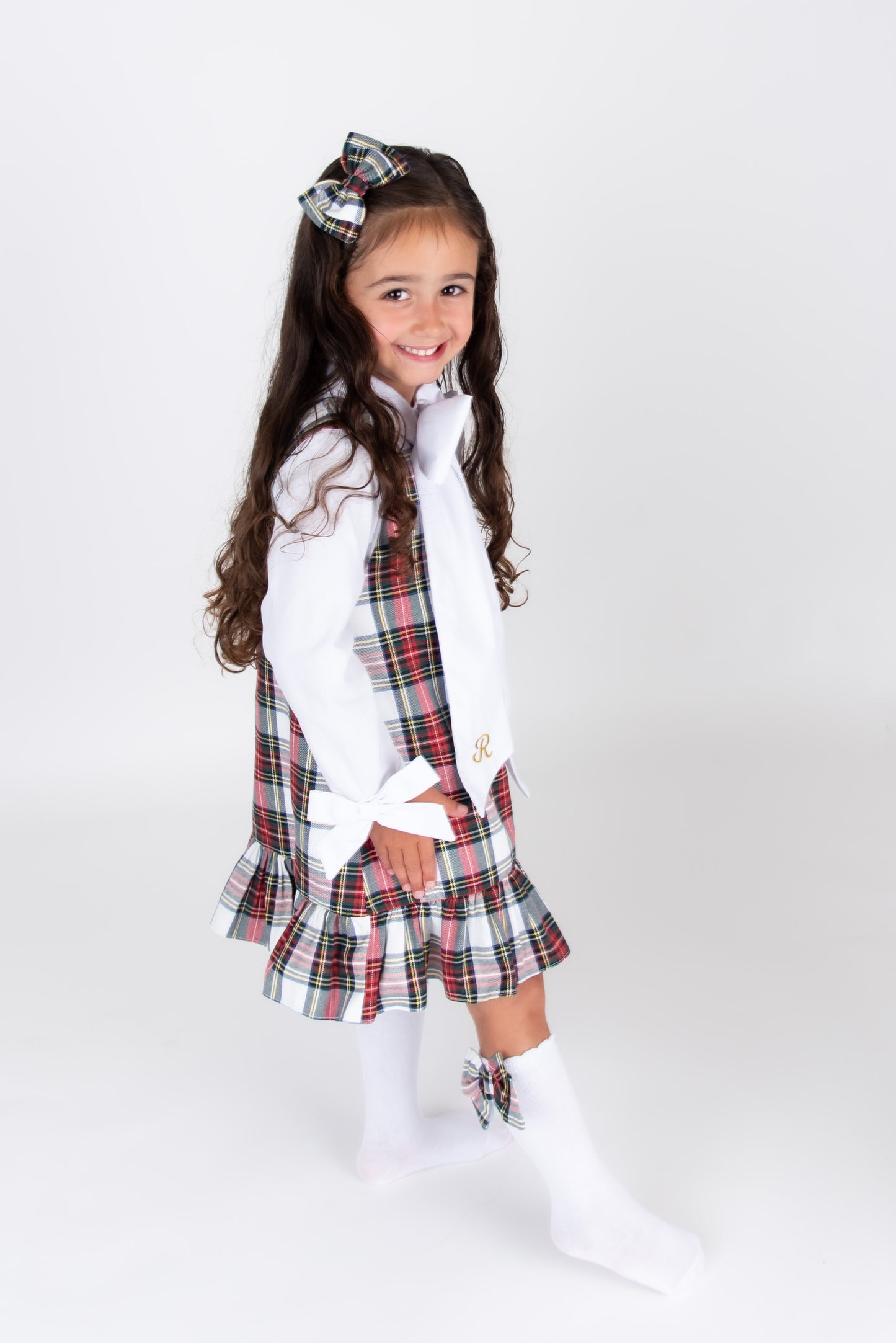 Tartan Pinafore & Shirt Set