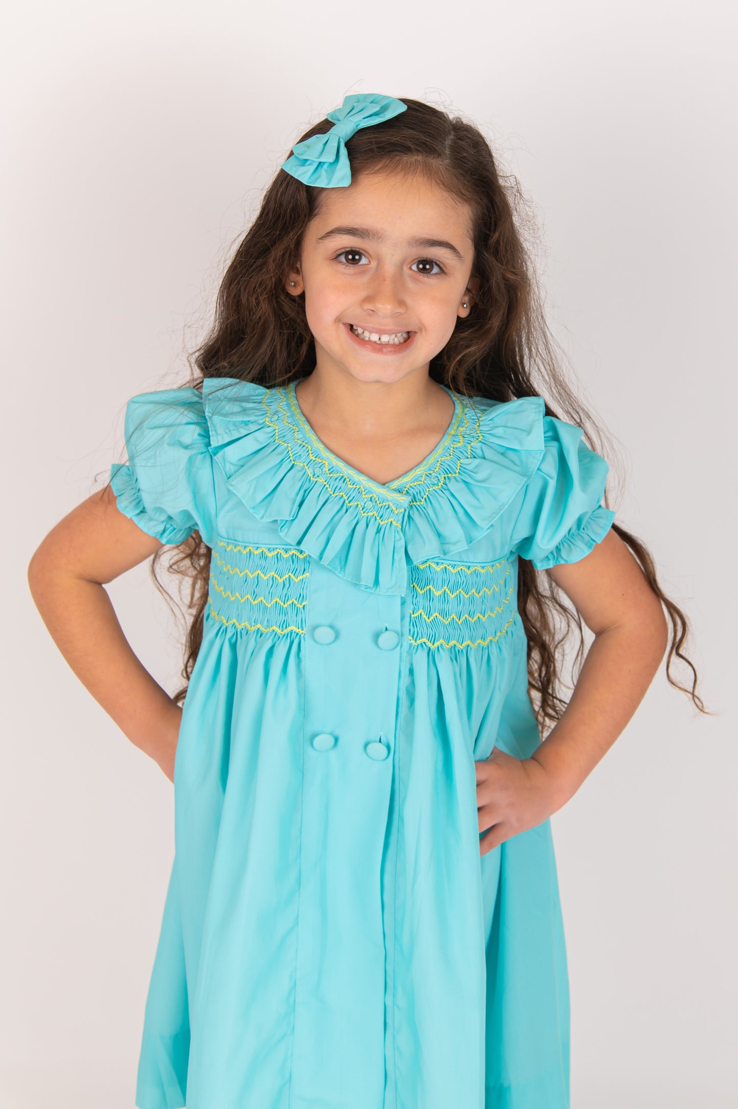 Mint Green Girls smocked Dress