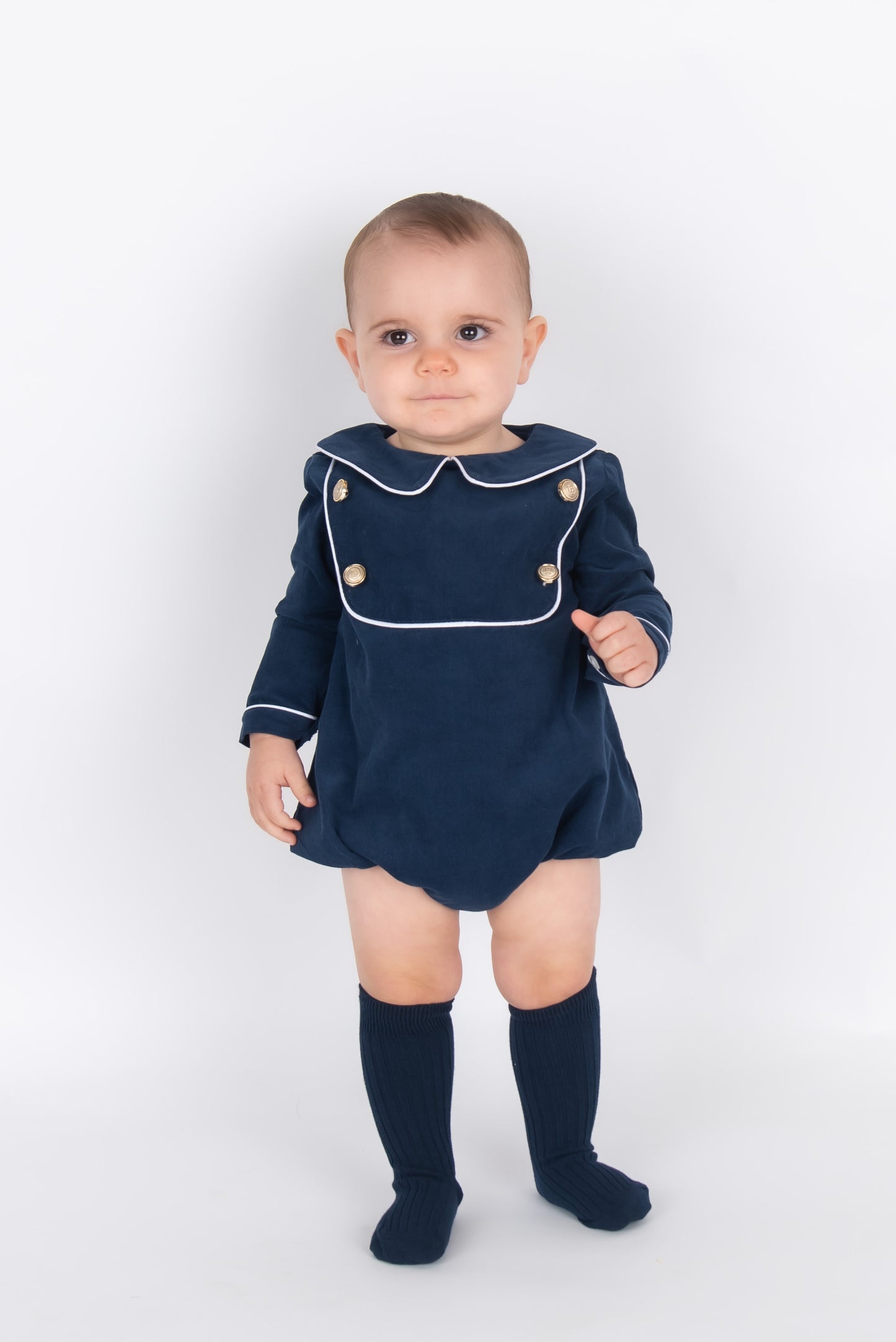 Boys Navy Corduroy Romper