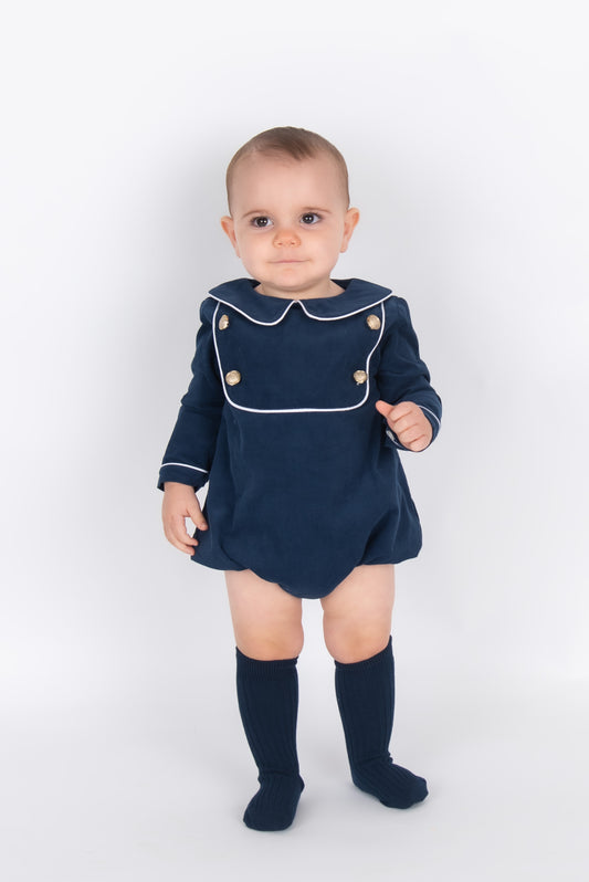 Boys Navy Corduroy Romper