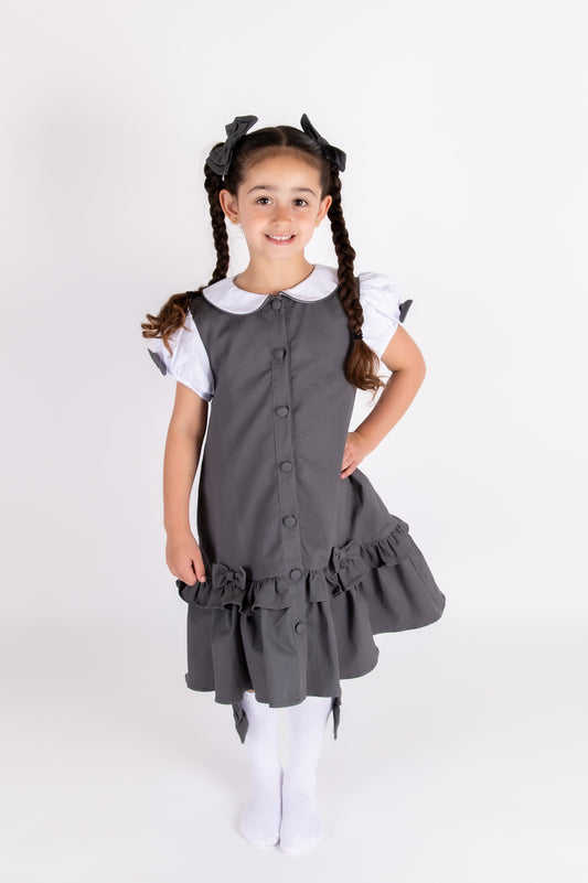 Grey School Pinafore & Shirt set