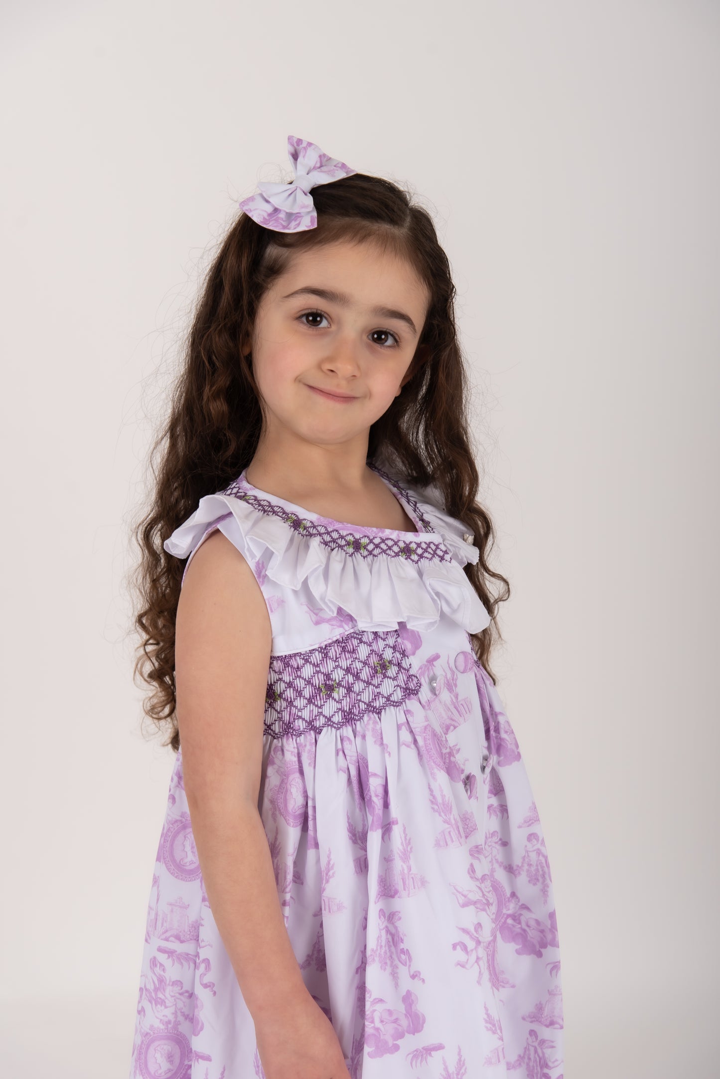 Lilac Toile Smocked Dress