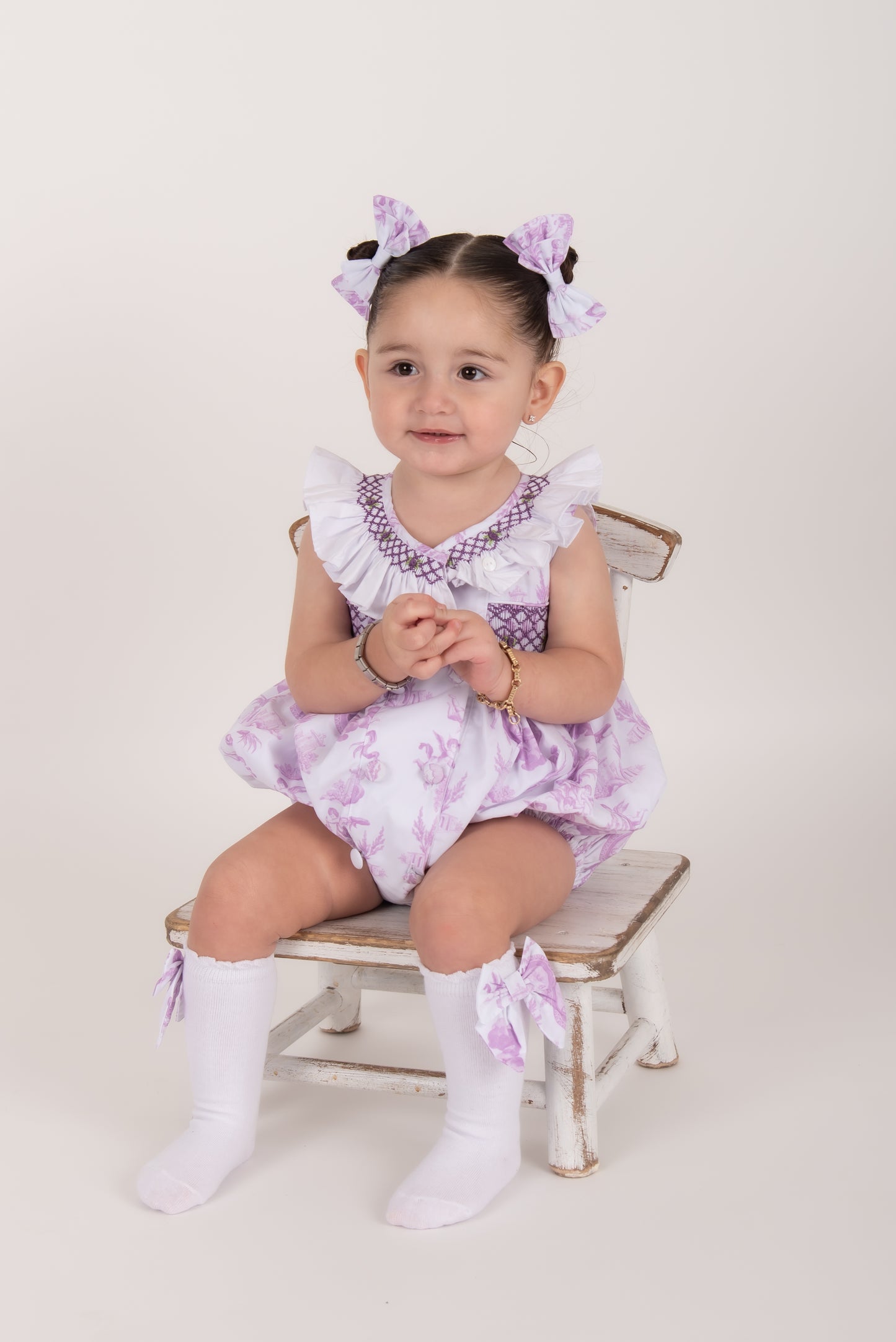 Lilac Toile Bow