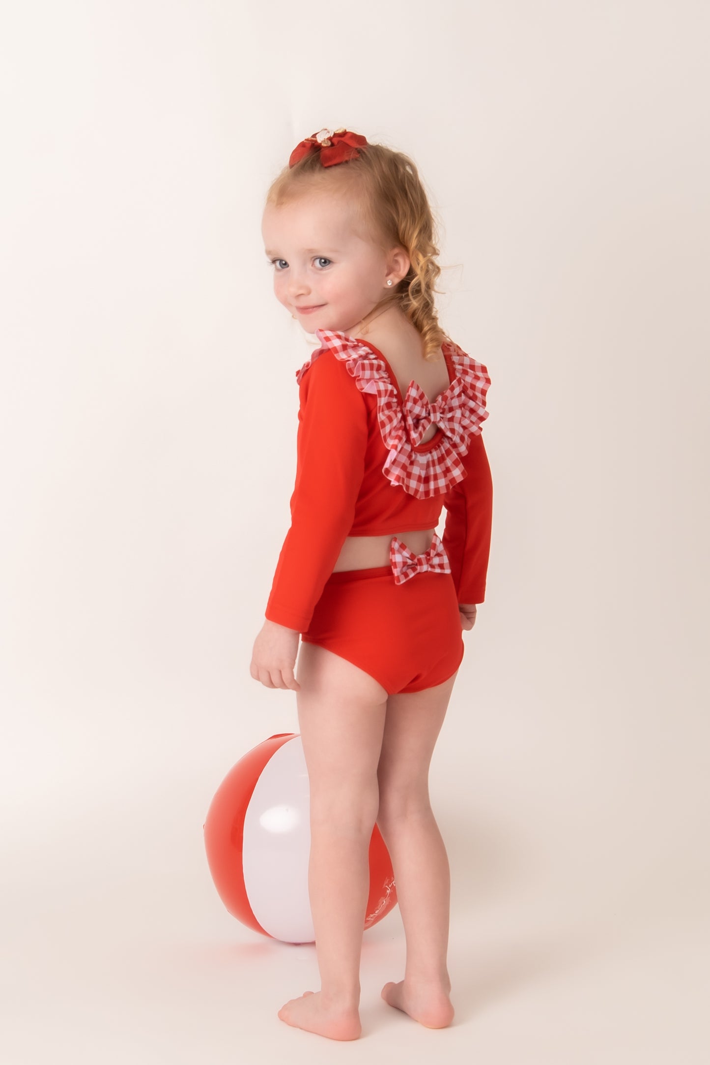 Red Frill Bikini Girls swim set