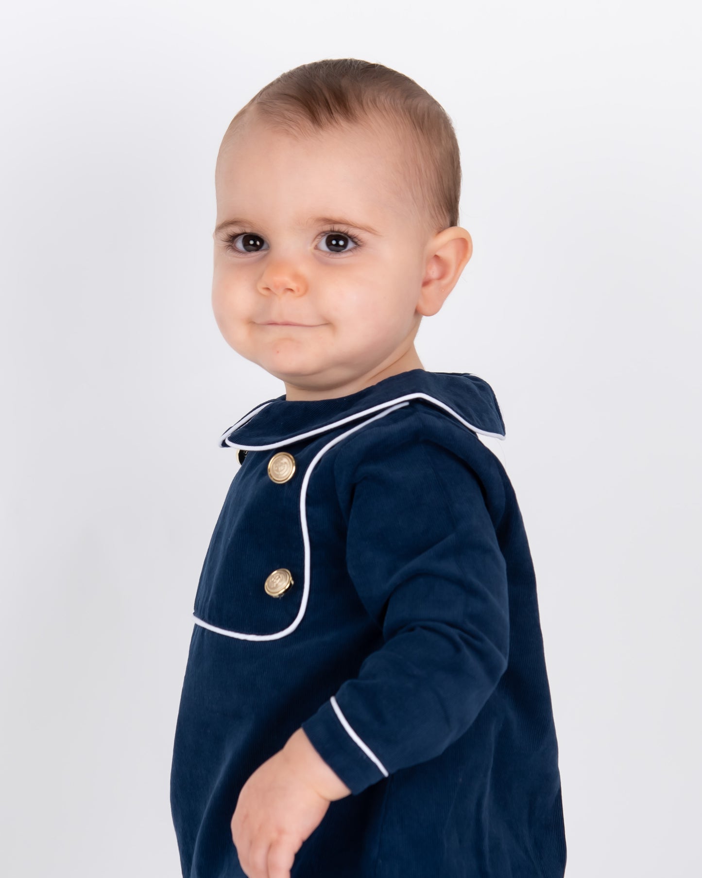 Boys Navy Corduroy Romper