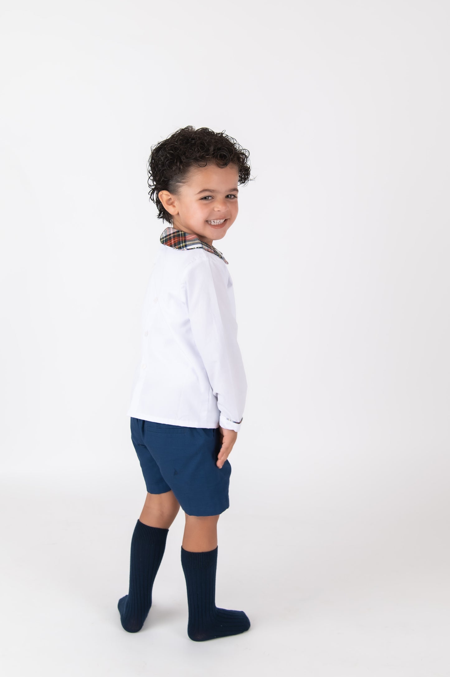 Navy/Tartan Boys Short set