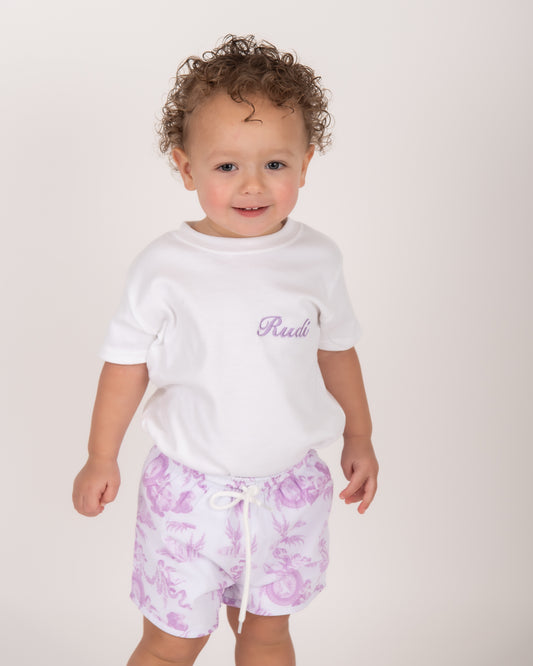 Lilac Cherub Toile Swim shorts