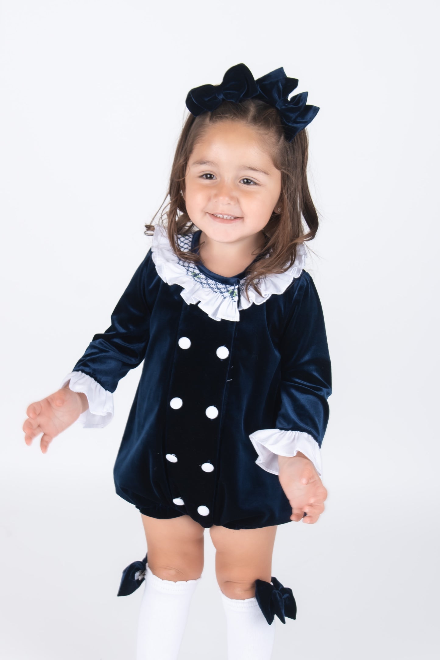 Navy Velvet Romper