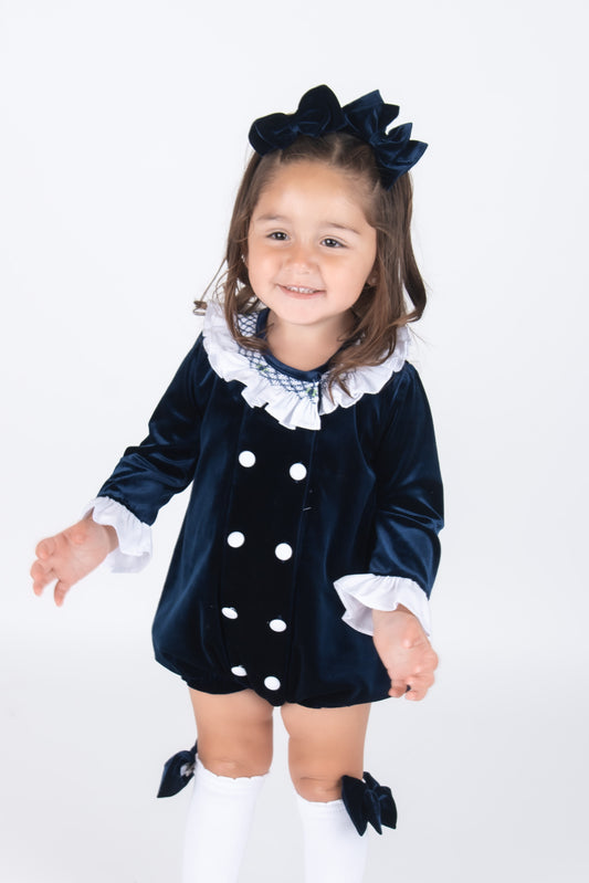 Navy Velvet Romper