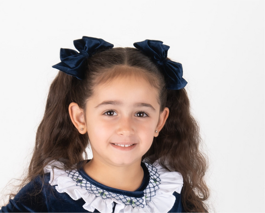 Navy Velvet Hair Bow