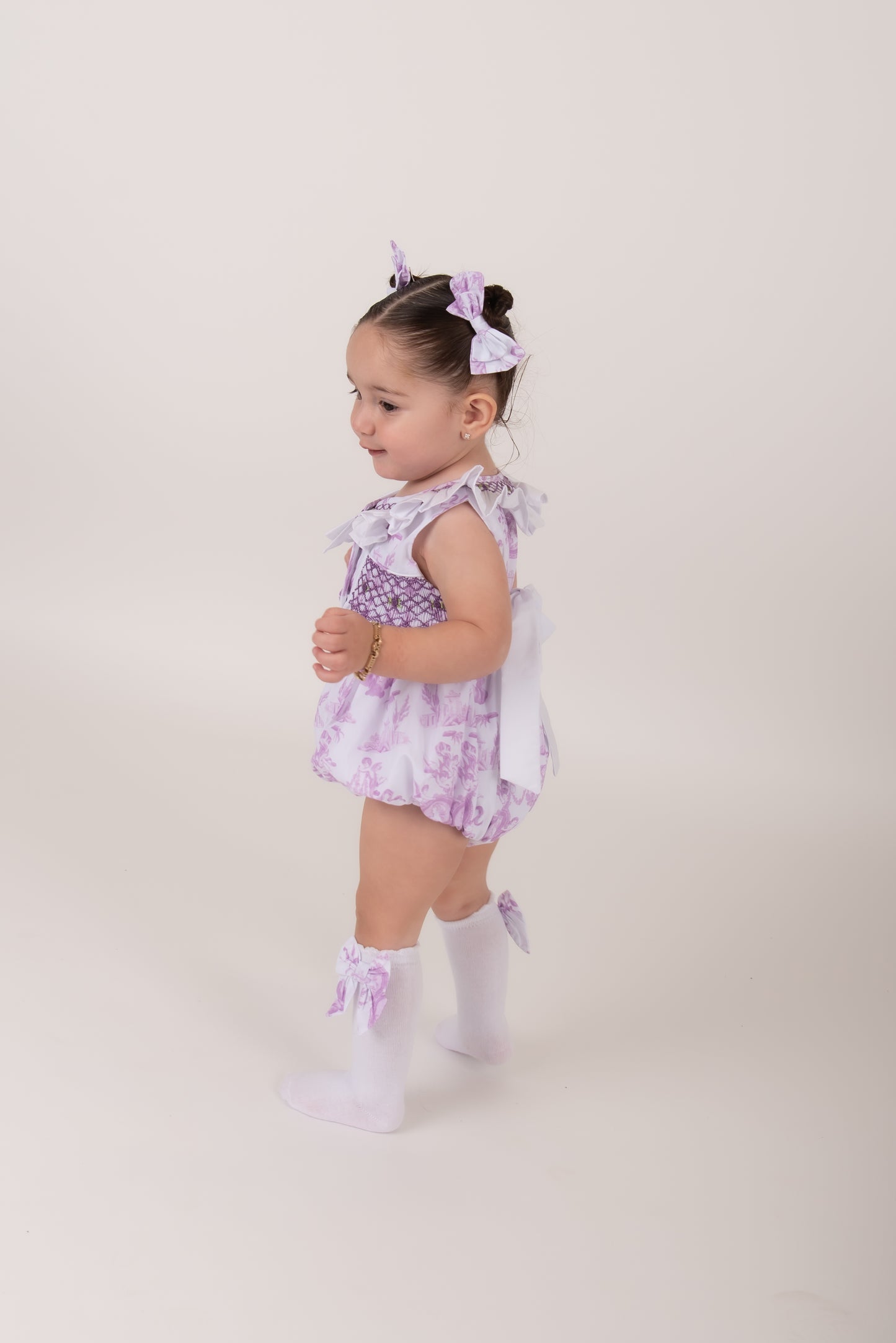 Lilac Toile Bow Socks