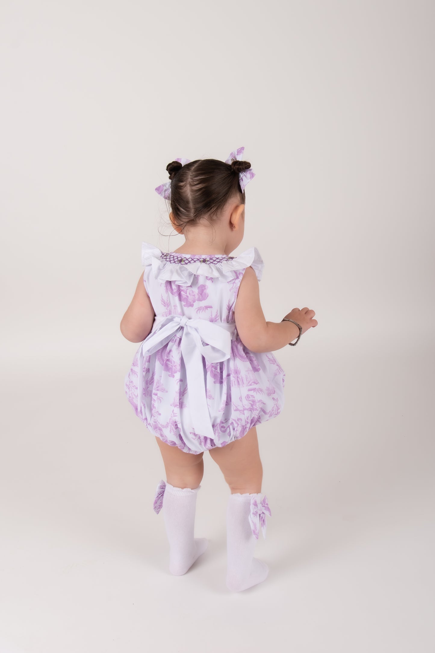 Lilac Toile Smocked Romper