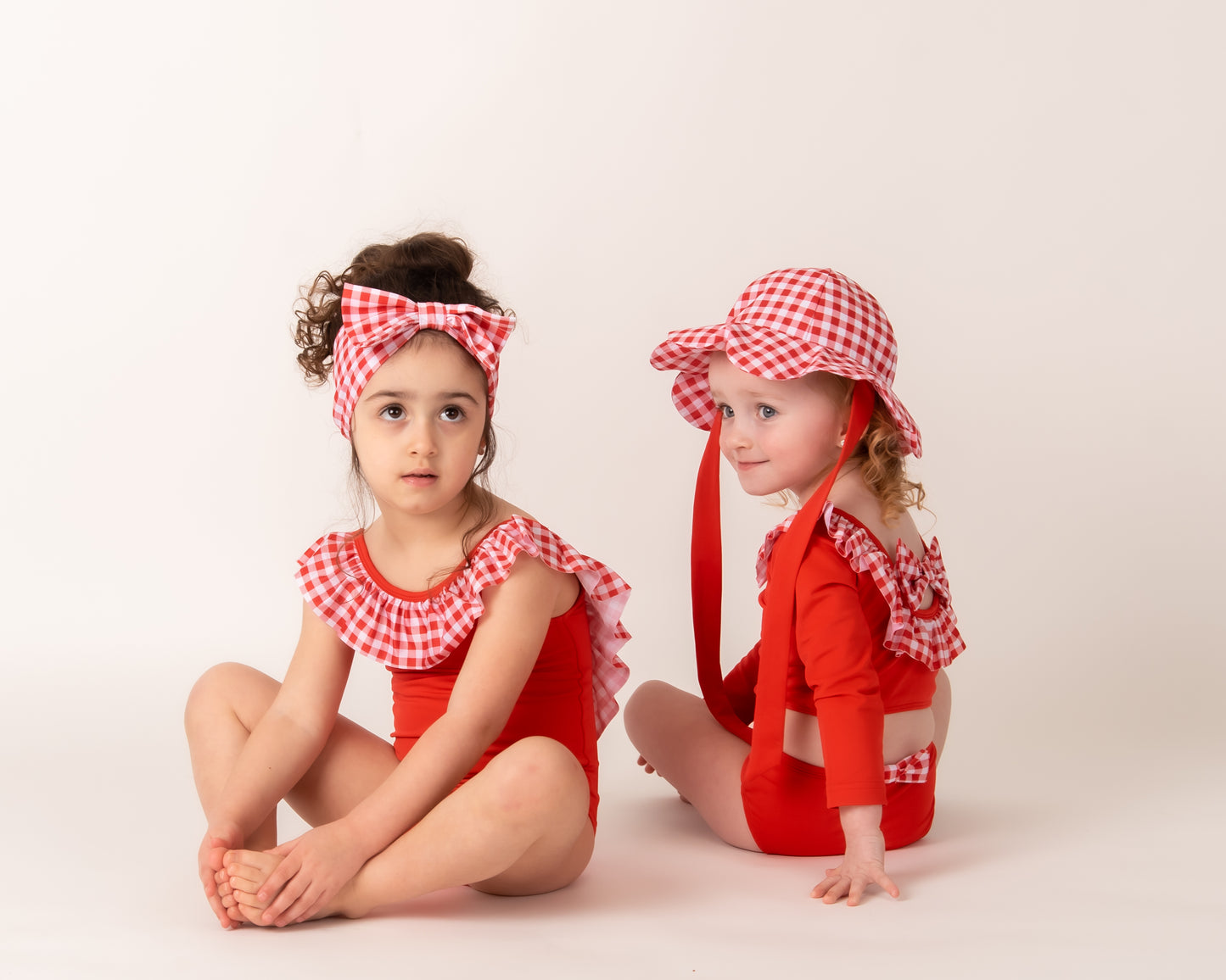Red Frill Swimsuit Girls