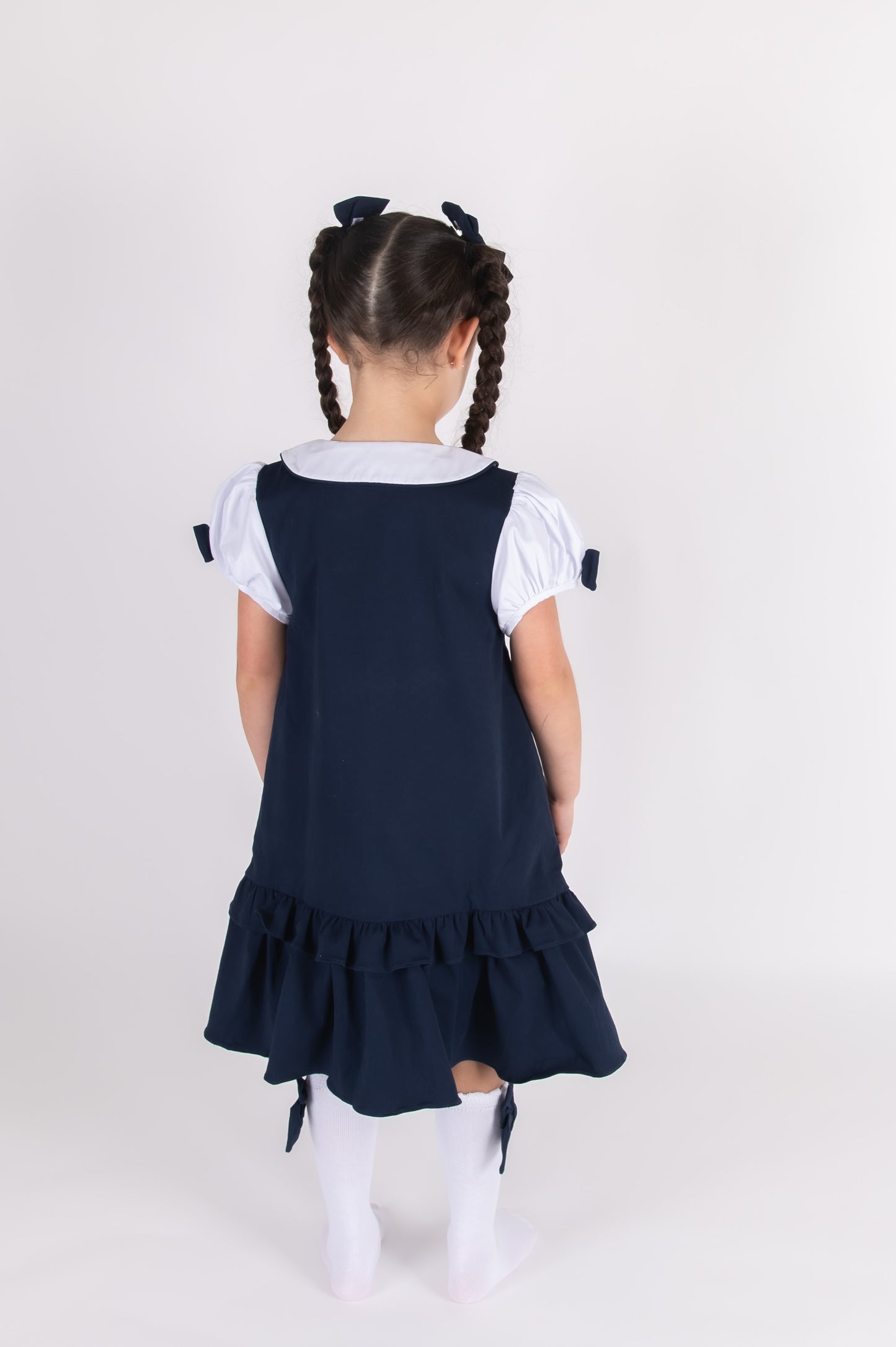Navy School Pinafore & Shirt set