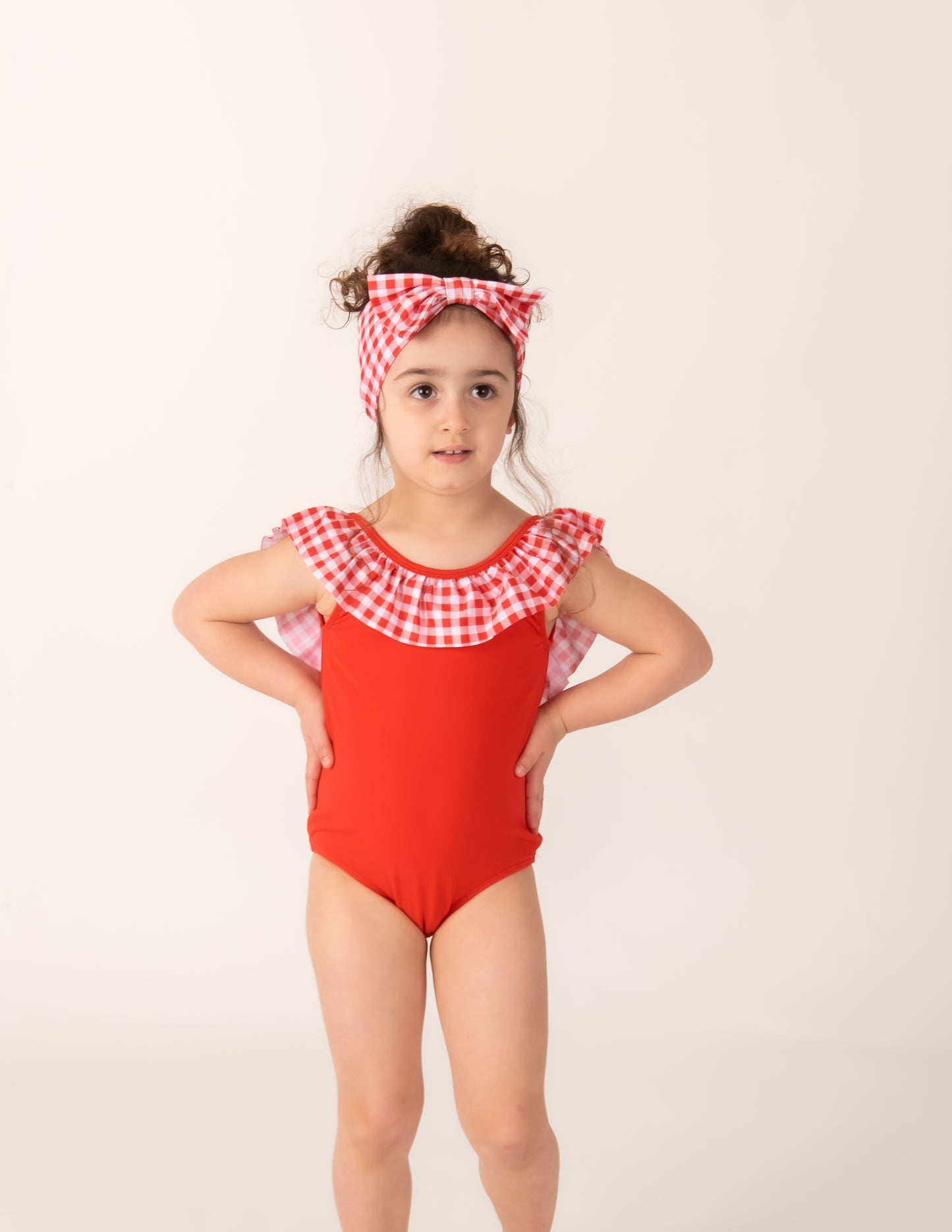 Red Frill Swimsuit Girls