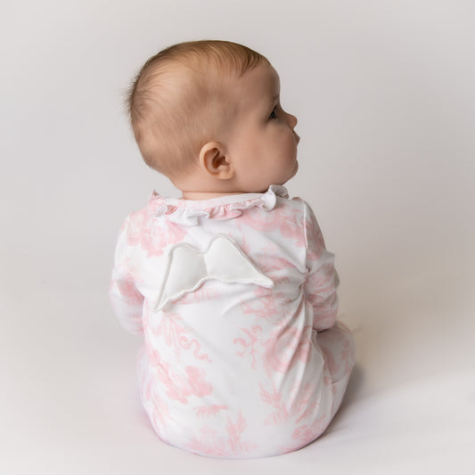 Cherub Toile Pink Baby grow