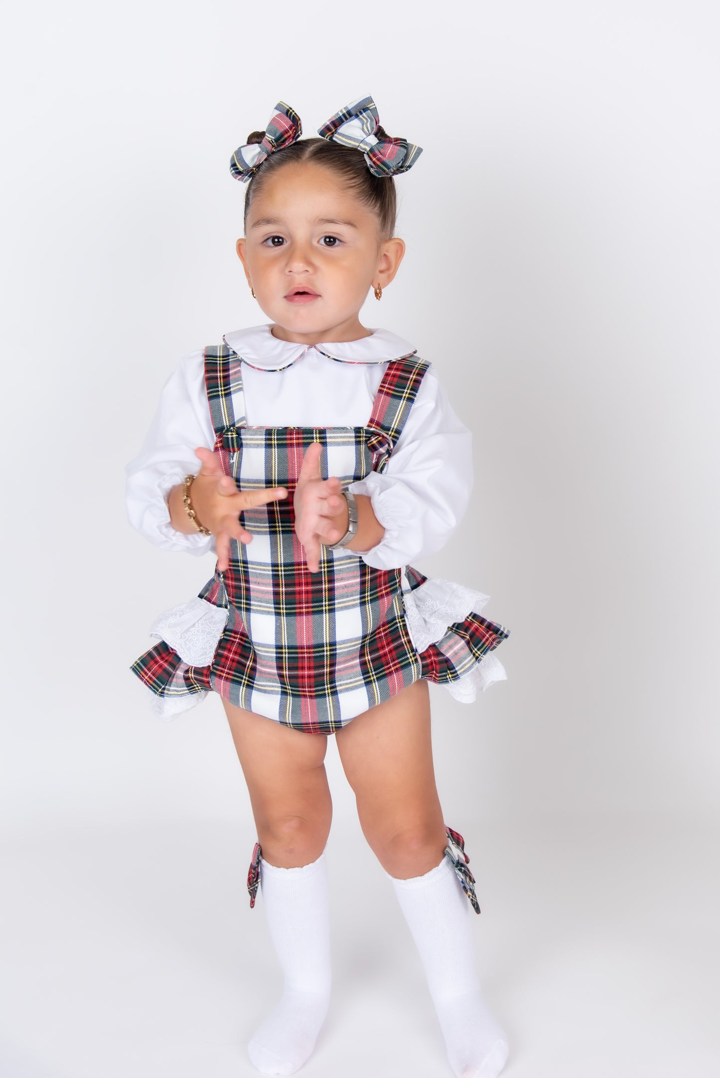 Tartan Frill Romper & Shirt set