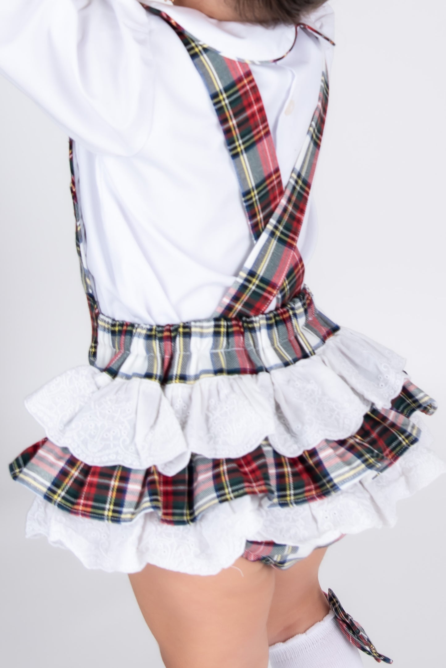 Tartan Frill Romper & Shirt set