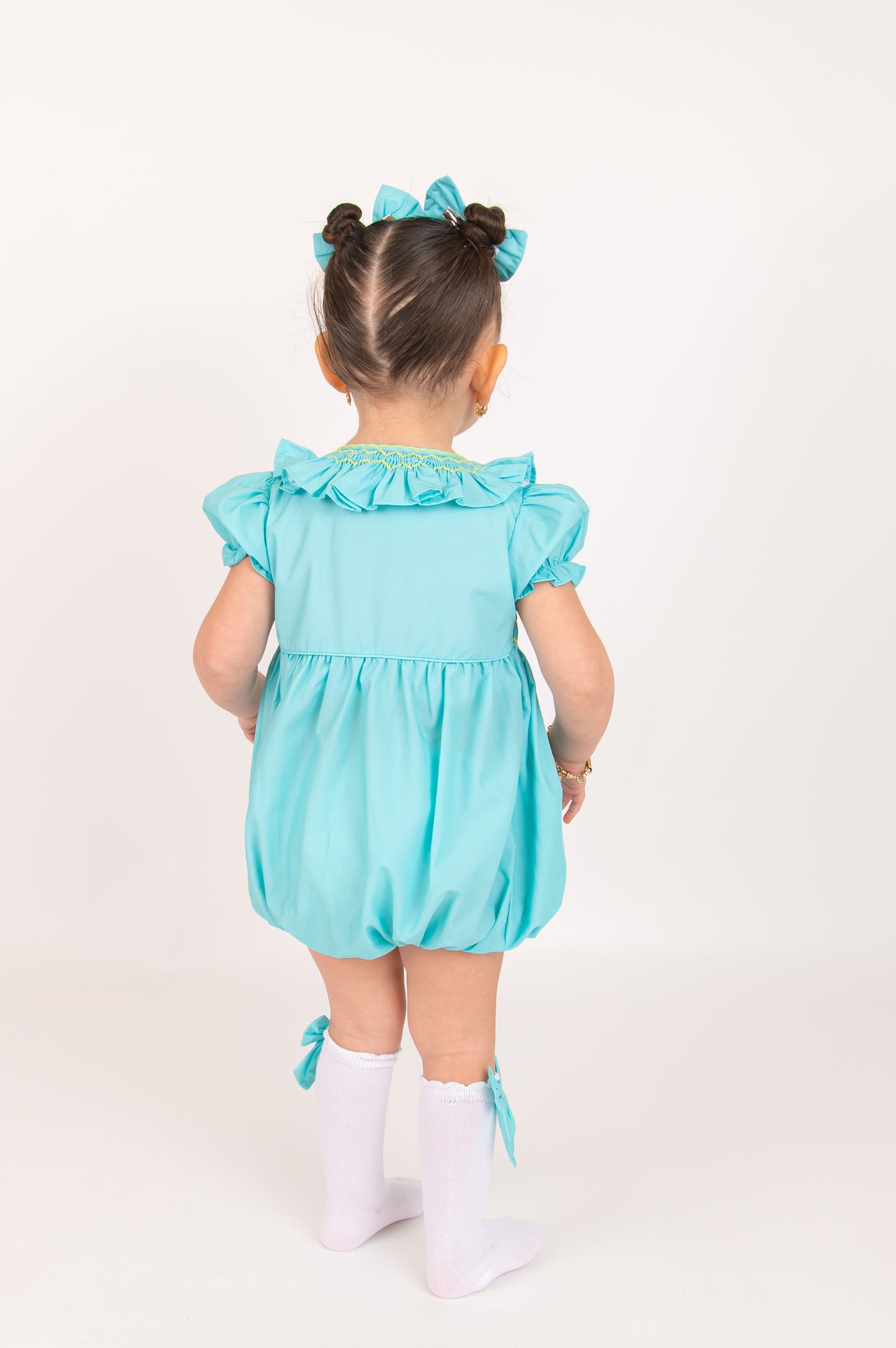 Mint Green smocked Girls Romper