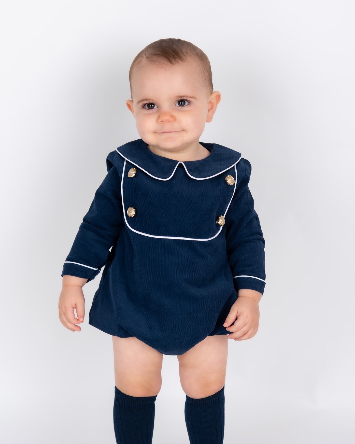 Boys Navy Corduroy Romper