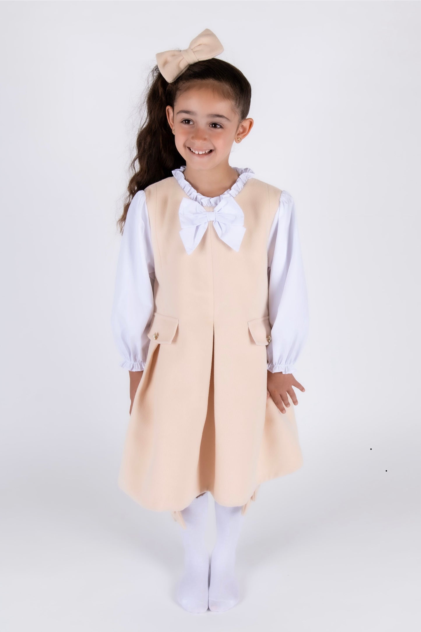 Cream Plush Girls Dress
