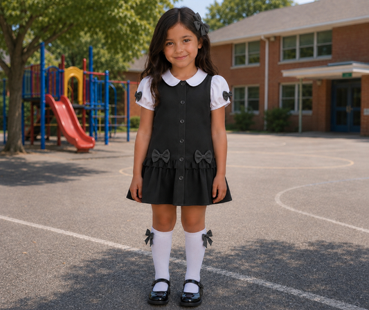 Grey School Pinafore with Shirt