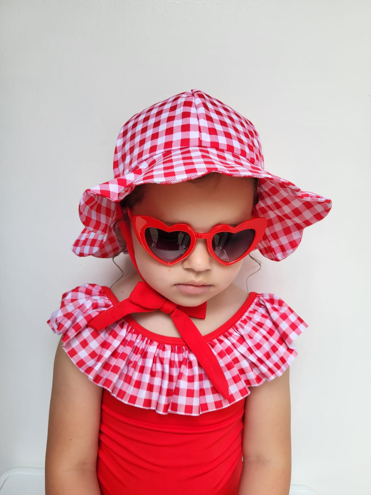 Red frill Swim Hat