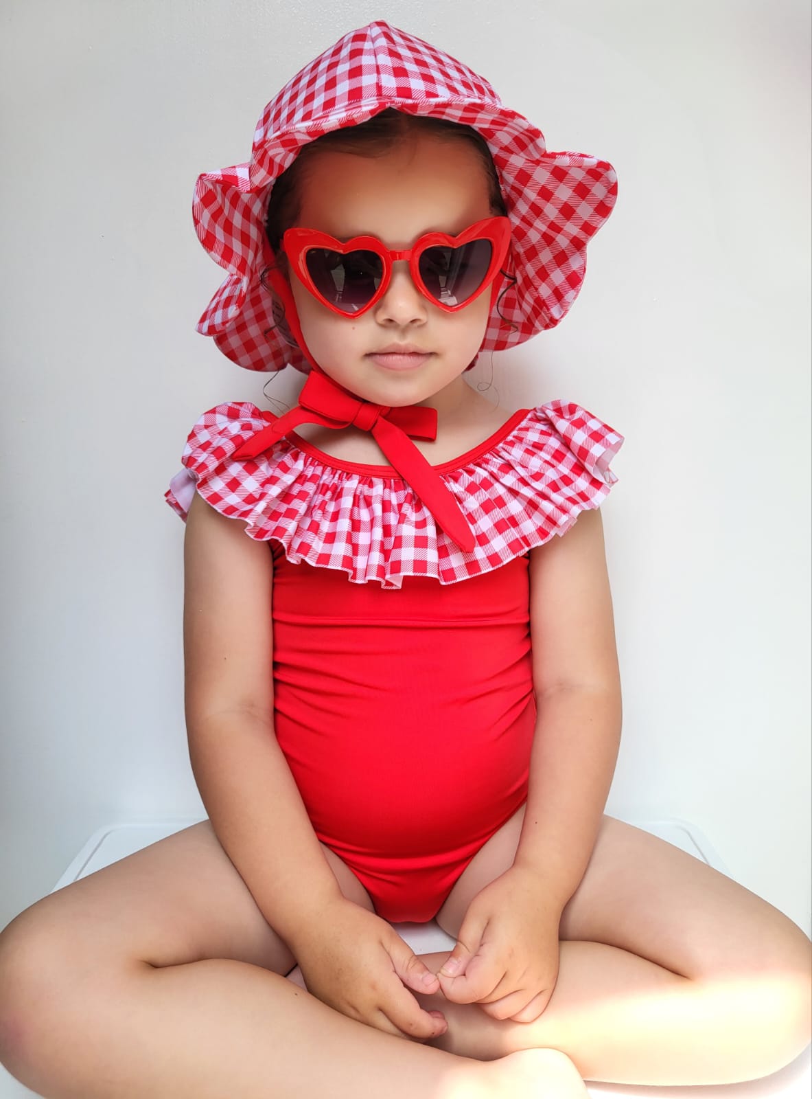 Red frill Swim Hat