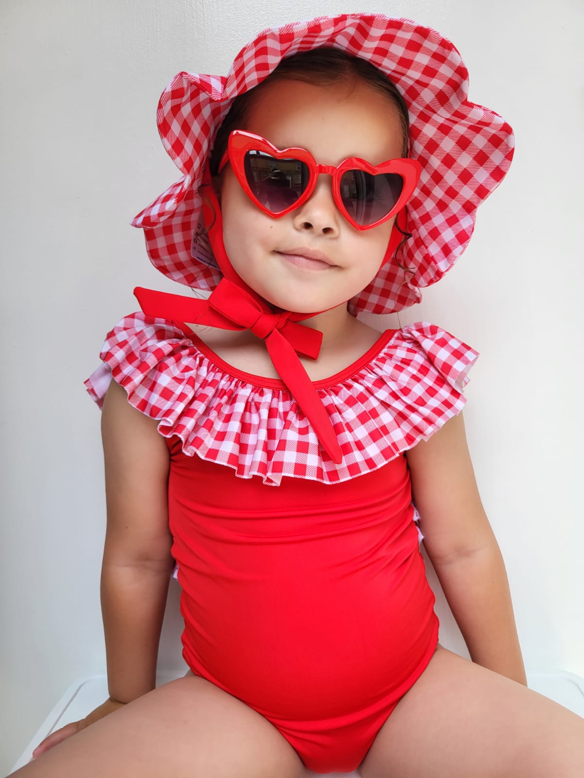 Red Frill Swimsuit Girls
