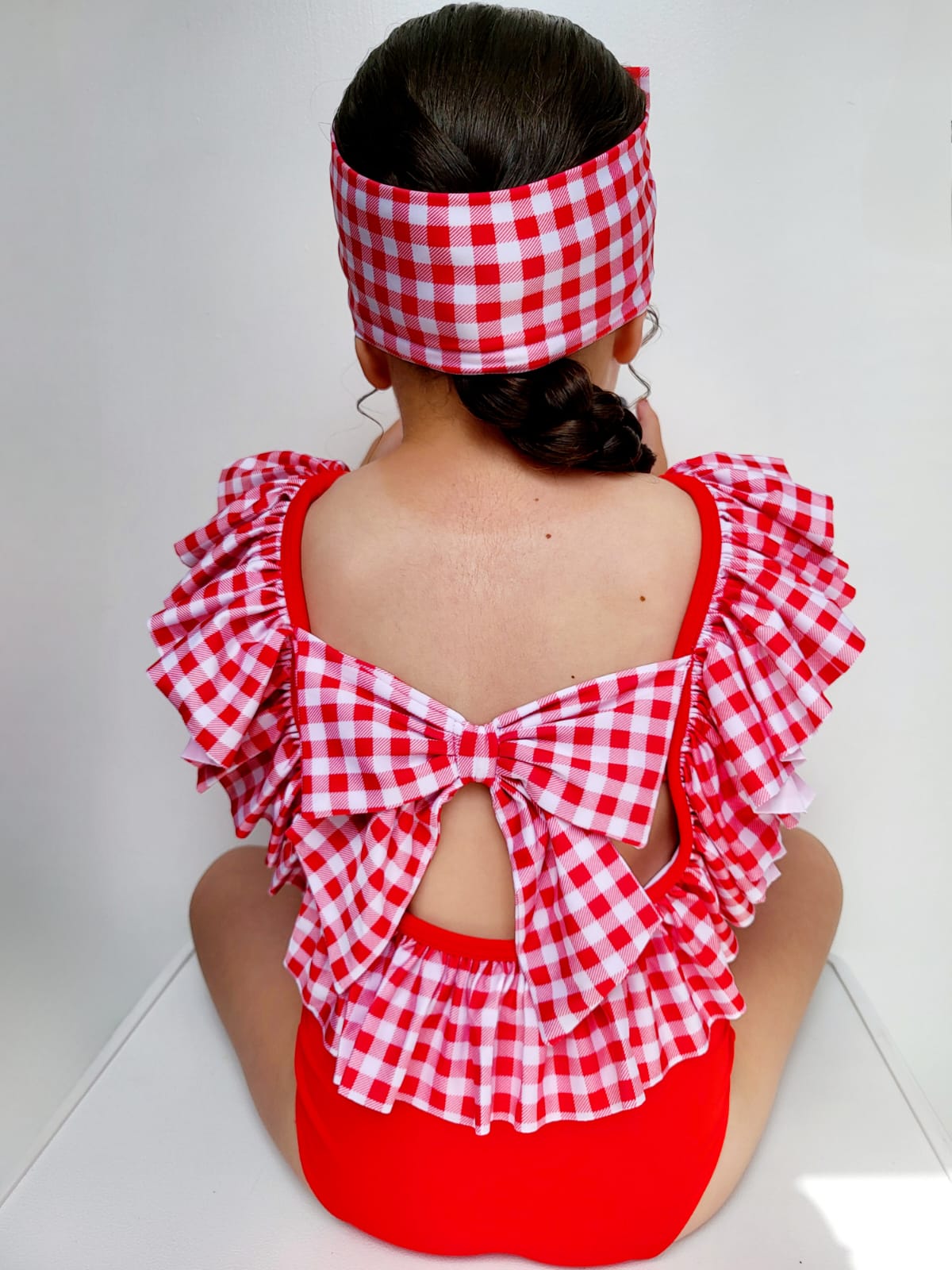 Red Frill Swimsuit Girls
