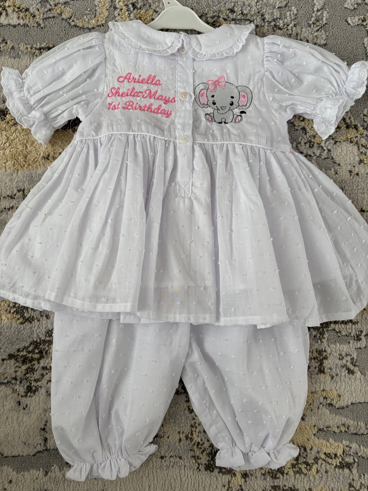 Girls Swiss Dot Smocked Pyjamas