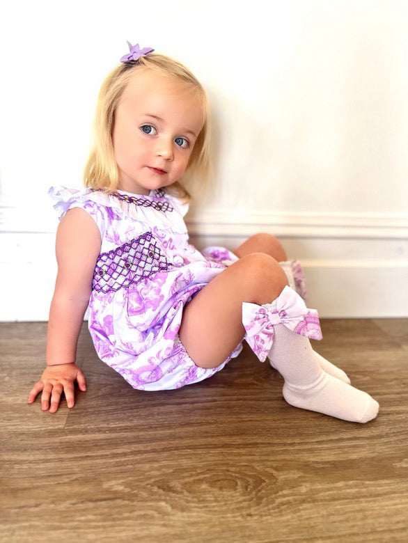Lilac Toile Smocked Romper